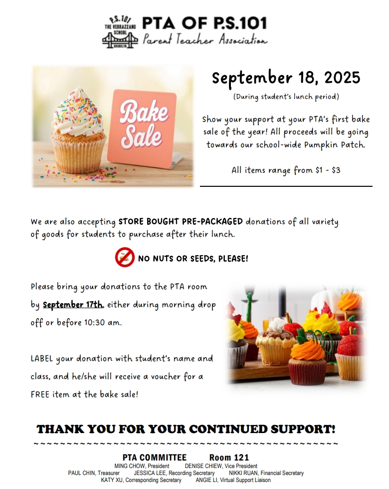 pta bake sale flyer