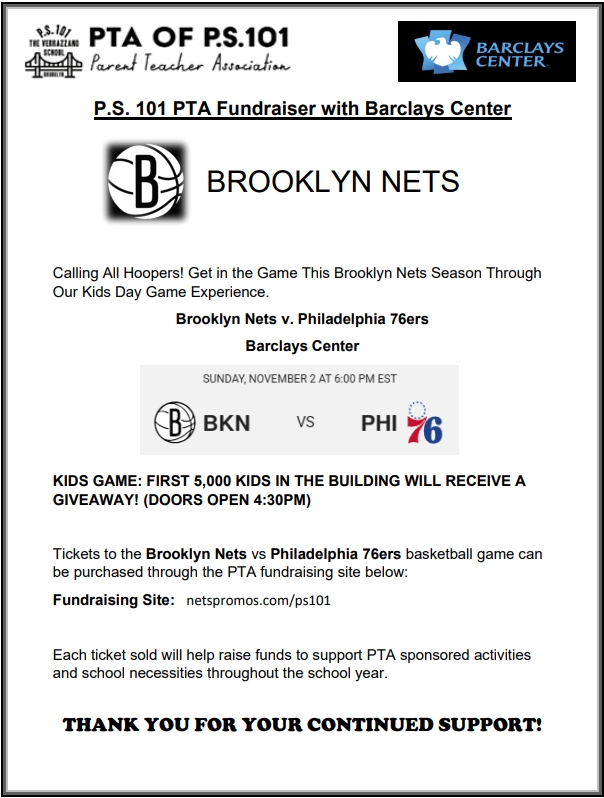 PTA Barclays Center Brooklyn Nets flyer