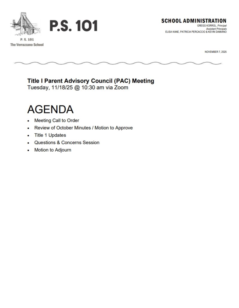 PTA PAC Meeting Agenda