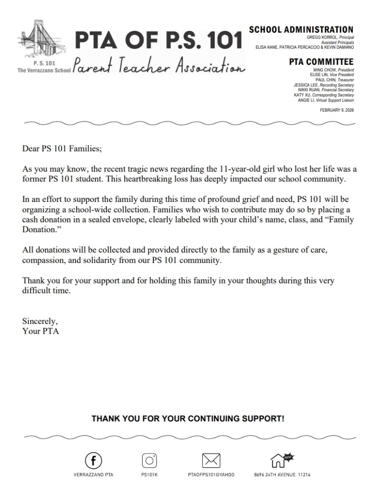 PTA Family Collection Letter