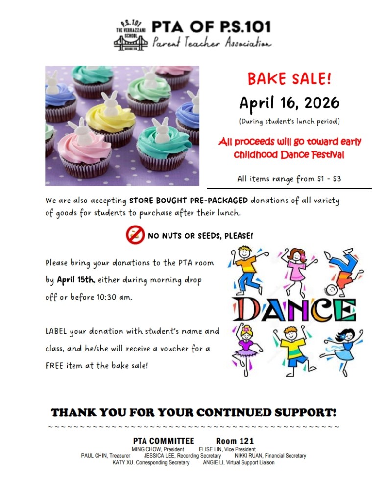 PTA Bake Sale flyer