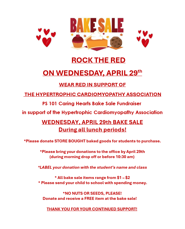 LLT Caring Hearts Bake Sale flyer