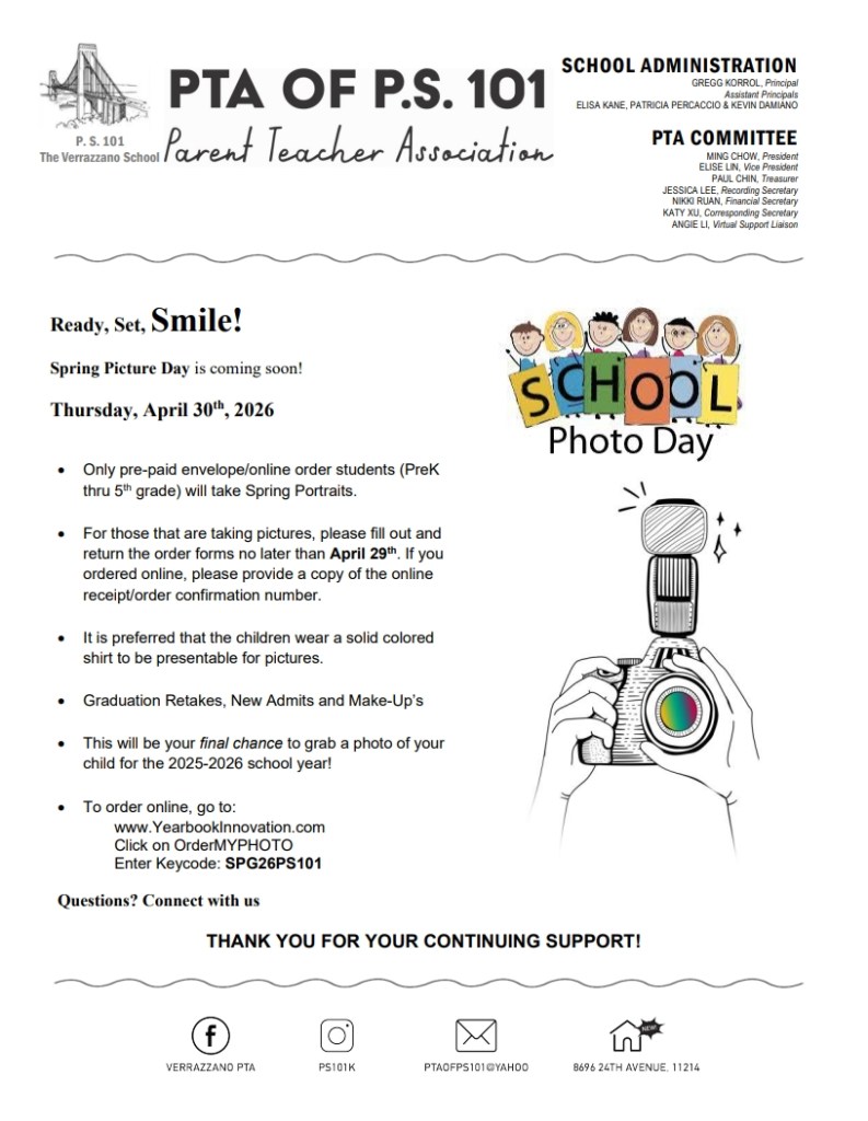 PTA Spring Picture Day flyer