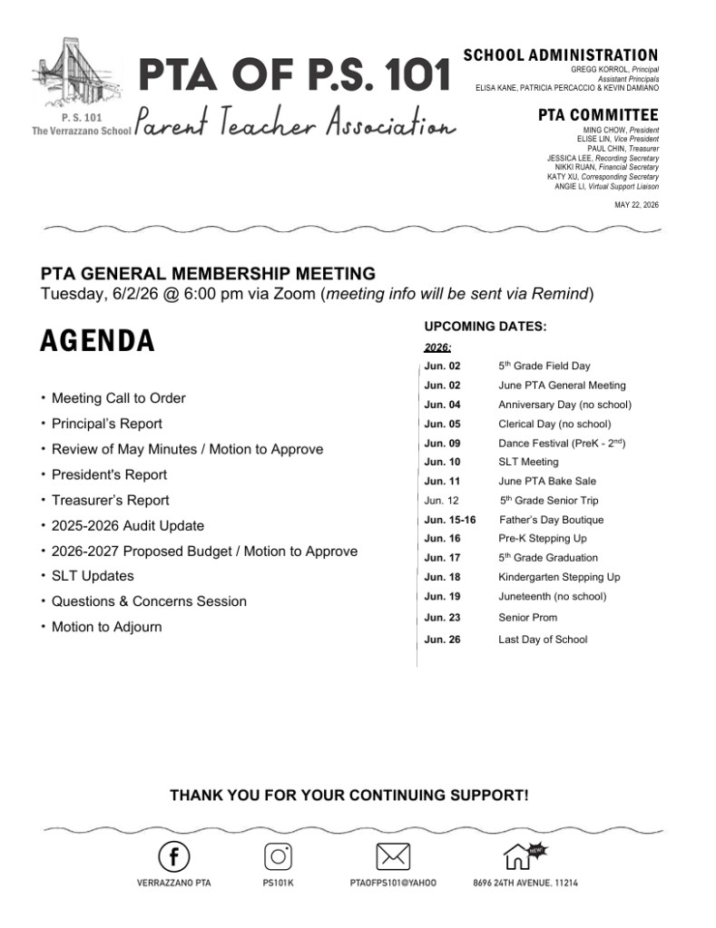 PTA General Membership Agenda