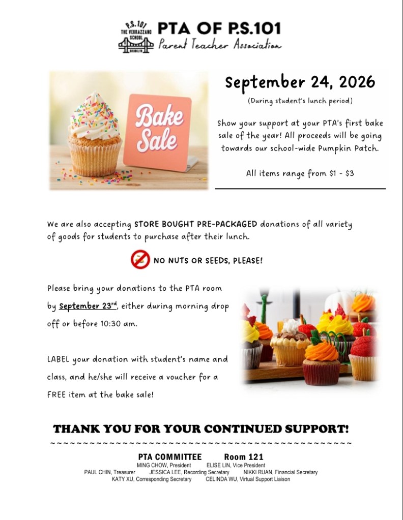 PTA Bake sale flyer