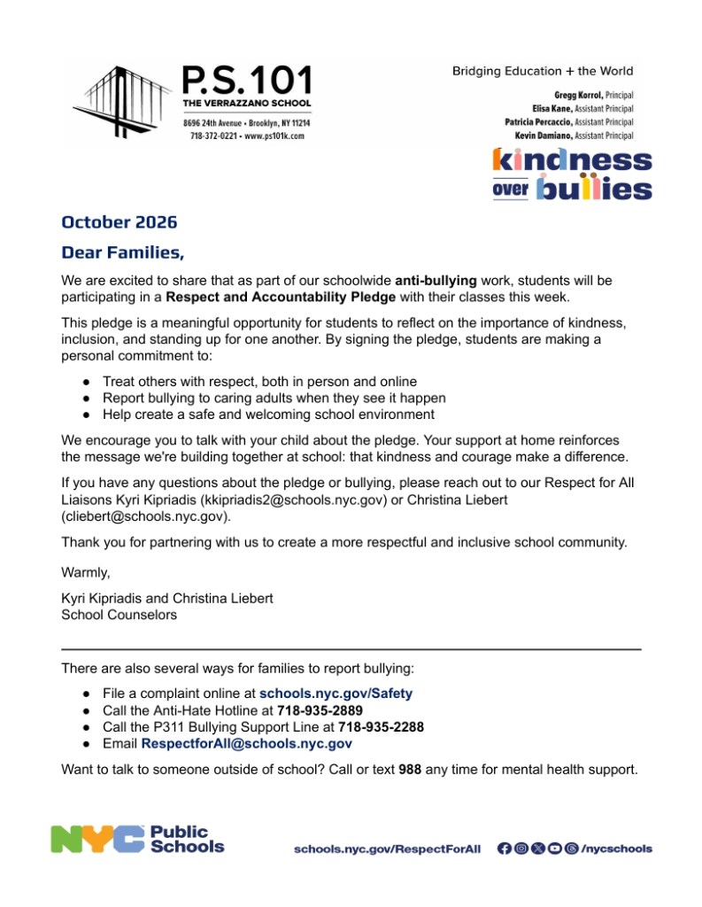 RFA Pledge parent letter